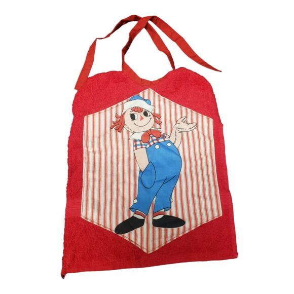 Raggedy Ann & Andy Red Baby Bib | Ties in the Back | Towel Terry Cloth Material - Picture 1 of 5